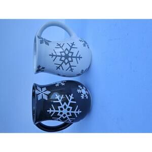 Temp-tations Snowflake Mugs – Set of 2 – Black, White, Gray Ceramic
